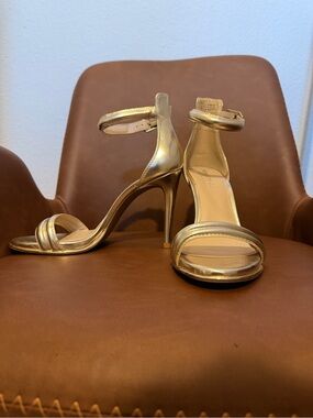 Kenneth Cole New York Metallic Gold Ankle-Strap Stiletto Heels